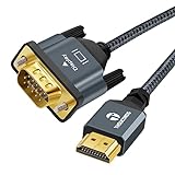 Thsucords Braided HDMI to VGA Cable 1M (Male to Male) ເຂົ້າກັນໄດ້ກັບຄອມພິວເຕີ 720p/1080p, Desktop, Laptop, PC, Monitor, Projector