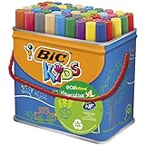 BIC Kids Visacolor XL rotuladores Punta Gruesa - Colores surtidos, Caja de 48 unidades – rotuladores lavables para niños, certificados con etiqueta ecológica, material escolar