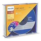 Philips CD-RW CW7D2CC05/00 - CD-RW vírgenes (CD-RW, 700 MB, 80 min, paquete de 5