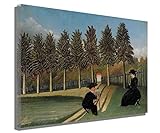 Henri Rousseau-El artista pintando a su esposa Cuadro Decorativo Canvas Lienzo Impresión |Obras de Arte Para Paredes Del Hogar Montado En Bastidor De (30x36cm-11.8x14.1inch,Enmarcado)