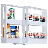 UPP Spice rack, spice rack I retractable drawer for condiments, spices, medicines, jars I Retractable vertical storage, expandable double-kook organizer (28x10.2x27.5cm)