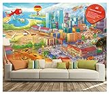 GREAT ART Photo murale pour enfants Comic City 336 x 238 cm - Papier peint 8 pièces avec pâte à coller