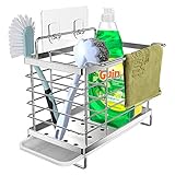 Orimade Organizador Sink Caddy Soporte para Utensilios de Cocina Adhesivo ＆Encimera para el Fregadero Acero Inoxidable