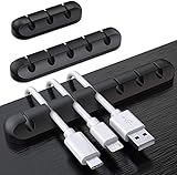 SOULWIT Clips de support de câble améliorés, 3 pièces organisateur de câble auto-adhésif, clips de câble durables pour la gestion des câbles de chargement USB de bureau