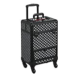 Yaheetech Makeup Melate Cosmetic Case Professional Suitcase Suitcase with Wheels for Salon Hairdressing 34.3 x 24.2 x 55.5 cm