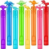 YeoNational&Toys Pomperos para Niños de 32 Pcs, Pompas de Jabón de 8 Colores con Mango en Forma de Dinosaurio, Jueguets de Burbujas para Cumpleaños Bodas Exteriores