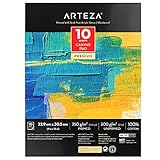 Arteza Painting Canvas Pad, 9x12' (22,8 x 30,4 cm), 10 Sheets, 100% Cotton, Primed with Acid-free Gesso, Glued Canvas Pad for Acrylic and Oil Painting, ເຫມາະສໍາລັບສື່ປະສົມ