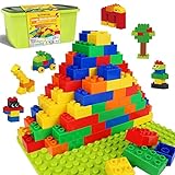 Grandes bloques de construcción compatibles con bloques de construcción Duplo juego de bloques de construcción grandes bloques de construcción para niños pequeños a partir de 2 años con caja de piedra