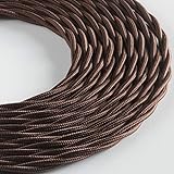 Klartext – Cable textil trenzado Belle Époque para instalación eléctrica vintage, 3 x 1,5 mm, marrón, 10 m