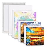 Primed White Canvases, DIDUDE Set of 8 Pre-stretched Canvases, Canvas Panels 4 Sizes 40x30,30, 25,20x20,15, 15x100, XNUMXxXNUMX, XNUMX% Koton Framed Canvases, pou lwil oliv, Acrylic ak melanje, san asid.