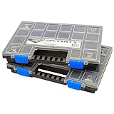2x XL Caja organizadora con compartimentos de 345x249x50mm I Compartimiento de piezas pequeñas I Caja de tornillos I Caja de herramientas I Cajas surtidoras