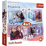 Trefl-A Journey to the Unknown od Disney Frozen 2 35 až 70 kusů, 4 sady, pro děti od 4 let Puzzle, jedna velikost, barva, Eine Reise ins Unbekannte