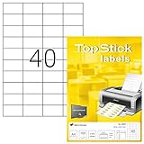 TopStick 8698 - Etiquetas autoadhesivas universales A4 pequeño (52,5 x 29,7 mm, papel) 100 hojas, 40 etiquetas por hoja, 4000 etiquetas, para impresoras inkjet y láser