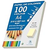Dohe- Pack de 100 papeles A4, 80 g, multicolor pastel, Color surtido (30195)