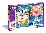 Clementoni - Børnepuslespil 3 puslespil af 48 brikker Prinsesser, puslespil fra 5 års Prinsesse Disney (25211)