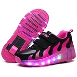 SRD-LED Luz Moda Aire Libre Parpadea Ajustable Rueda Roller Automática de Skate Zapatillas con Ruedas Zapatos Patines Deportes Zapatos Sneakers Running Shoes para Unisex Niños Niñas Boys Girls Gift
