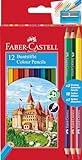Faber-Castell 110312 - Футляр с 12 шестиугольными цветными карандашами и 3 круглыми двухцветными карандашами, разные цвета.