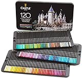 Castle Art Supplies Juego de 120 lápices de colores para adultos artistas profesionales | Con un núcleo de serie suave para un dibujo experto en capas de sombreado | Perfecto para libros de colorear