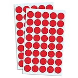 Pack de 2000, 2cm Gomets Colores Pegatinas Redondo Adhesivos - Rojo