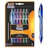 BIC Gel-ocity Quick Dry Bolígrafos de Gel de punta media (0,7mm) - Colores Surtidos, Blíster de 6 Unidades – Bolígrafo retráctil con tinta de secado ultrarrápido