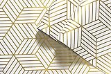 Vandod Geometric Hexagon Peel and Stick Wallpaper Golden Lines Self Adhesive Vinly Paper pou Renovasyon Mèb Salon Chanm Fon Dekorasyon Mi 45x500cm