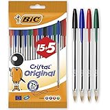 BIC Cristal Original Bolígrafos Punta Media (1,0 mm) – Colores Surtidos, Blíster de 15+5 Unidades, para escritura suave, certificados con etiqueta ecológica