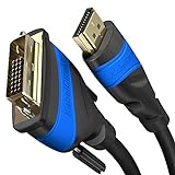 KabelDirekt – Cable Adaptador HDMI-DVI – 2m (bidireccional, DVI-D 24+1/Cable HDMI High Speed, 1080p/Full HD, Cable de Video Digital, Conecta Dispositivos HDMI a monitores DVI o viceversa, Negro)