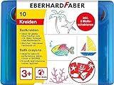 Eberhard Faber 524110 - Tiza de baño para niños para pintar y dibujar en azulejos y espejos, estuche con 10 colores de tiza y 5 plantillas con motivos