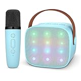 Ankuka Karaoke 1 Micrófono Karaoke Infantil Bluetooth con Micrófono Inalámbrico Altavoz con Luces LED Regalo Niña Juguete Que Cambia de Voz Azul