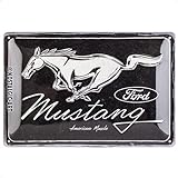 Nostalgic-Art Cartel de Chapa Retro Ford Mustang – Horse Logo – Regalo para Aficionados a Coches, metálico, Diseño Vintage Decorativo, 20 x 30 cm