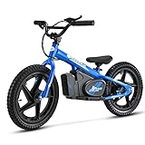 Mio Teck - Electric Balance Bike | Bicicleta eléctrica para niños, 16 pulgadas, 3-5 años, 2 velocidades 12-24 km/h, 24 V 170 W Brush Motor (azul)