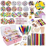 YUTUY Crafts for Kids 4, 5, 6, 7 8 Years, 3000+ PCs Creative Creative Set, Craft Set with Pompom, Color Paper, Stickers, Beser, Pen, Educational Toys, Gifts Girl Girl Подарунок