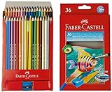 Faber Castell 114437 - Estuche de cartón con 36 ecolápices acuarelables de colores y pincel, multicolor