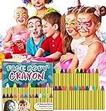 HENMI Pinturas Cara para Niños Seguridad no tóxica Pintura Facial, 28 Colores Crayons de Pintura Ajuste Halloween, Fiestas, Semana Santa,Navidad.