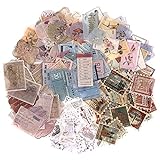 NOGAMOGA 240 Nalepke Nalepka Scrapbooking Vintage Papirna samolepilna dekoracija za obrt, Bullet Journal, kartice, dnevniki, 6 slogov, rastline, rože, potovalne vintage znamke