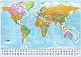 Affiche XXL Carte du monde avec drapeaux - Version 2018 (140cm x 100cm)