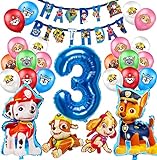 Decoració de Globus de Aniversaris,Globus de Patrulla Canina,Globus 3 Aniversaris,Helium Foil Balloons Aniversaris,Subministraments per a Festes Infantils,Nens Nenes Festa de Aniversaris Globus