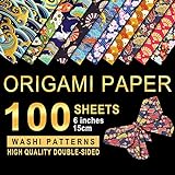 PaperKiddo Papel de origami 100 hojas 10 patrones Washi Papel bronceado de doble cara