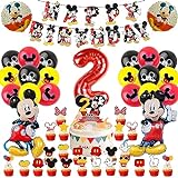 49 Pcs Globus Mickey Aniversaris 2 Anys, Globus De Aniversaris 2 Anys Nen Mickey, Decoració Festa Infantil Deco 2 Anys, Pastís Mickey 2 Anys, Bàner Decoració, Festa Aniversari Mickey 2 Anys