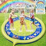 Jojoin Splash Pad, Almohadilla de Aspersión de 170 cm, Jardín de Verano Juguete para Niños, Aspersor de Juego de Verano, Engrosamiento de PVC (Amarrillo - Azul)