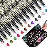 Baozun Metallic Marker Pens, Metallic Marker Pens ສໍາລັບບັດຂອງຂວັນອວຍພອນວັນເກີດ, ຮູບແຕ້ມຫີນ, ອາລະບໍາຮູບ DIY (12 ສີ)