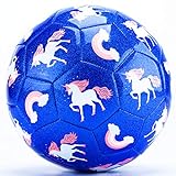 CubicFun Balon Futbol Juguetes para Niños 3 4 5 6 7 8 años, Balones de Fútbol Unicornio Efecto Brillo Pelota Fútbol Talla 3 con Bomba, Bonito Regalo para Niñas Niños