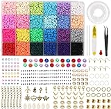 6100 PCS Colorful Beads Kit Beads Making Bracelets Necklace, DIY Bracelet Making Kit, Jewelry Clay Beads DIY Craft Jewelry Making, Polymer Clay Flat Beads