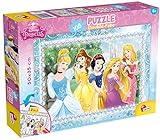 Lisciani Puzzle pou timoun 108 moso 2 nan 1, Double Face ak ranvèse pou koloran - Disney Princesses 47963