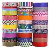 30 rollos de Washi Tape Set - 10 mm de ancho, diseño de estilo de flores de colores, cinta adhesiva decorativa para DIY Craft Scrapbooking envoltura de regalos