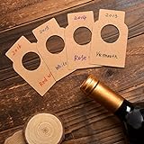 NOVSIX Etiquetas de botellas de vino de papel Kraft - Etiquetas de bodega de papel de 200 cuentas de papel