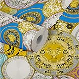 Versace Wallpaper Designer Wallpaper Non-woven 10.05 m x 0.70 m Gold Blue Violet Made in Germany 349011 34901-1