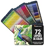 Zenacolor 72 Lápices de Colores (Numerado) con Caja de Metal 72 Colores Únicos para Libro de Colorear - Fácil Acceso con 3 Bandejas - Regalo Ideal para Artistas