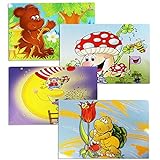 COM-FOUR 4x Manteles individuales de vinilo para niños - Manteles coloridos con motivos de ratón, tortuga de hongo oso (04 piezas - 43.5x28.3cm motivos infantiles 5)