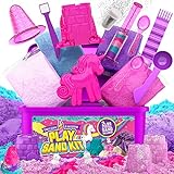 GirlZone Regalos para Niñas Kit de Arena Mágica en Colores para Niñas Niños, 4 Colores y 7 Accesorios Fantásticos Gran Idea de Cumpleaños Unicorn Kingdom Play Sand Kit